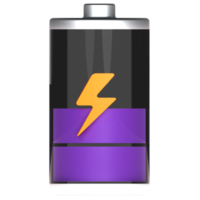 3d Rendern von Batterie Symbol mit Hälfte aufladen Indikator png