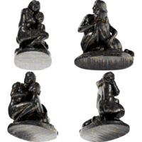 Bathing girls - Renaissance Portrait Bust in Black Marble and Gold png