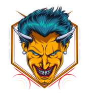 grausam Teufel mit lange Horn. genial Logo Maskottchen png
