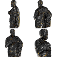 sophocles - Renaissance portrait buste dans noir marbre et or png