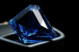 A Blue Diamond Sitting On Top Of A Table. AI Generated photo