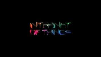 internet av sak glöd färgrik neon laser text animering video