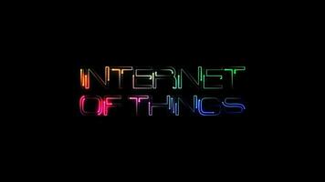Internet of thing glow colorful neon laser text animation video