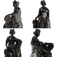 Seated Muse, Thalia - Renaissance Portrait Bust in Black Marble and Gold png