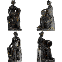 Seated Muse, Thalia - Renaissance Portrait Bust in Black Marble and Gold png