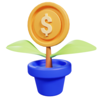 3d Coin Plant Icon Illustration png