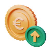 3d render euro aumentar ícone ilustração png