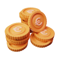 3d Render Euro Coins Icon Illustration png