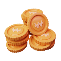 3d Render Won Coins Icon Illustration png