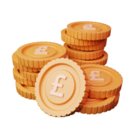 3d Render Pound Coins Icon Illustration png