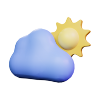 3d Render Cloud Sun Icon Illustration png