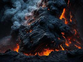 de la naturaleza poder soltado intenso volcánico erupción en un resumen fondo, ai generativo foto