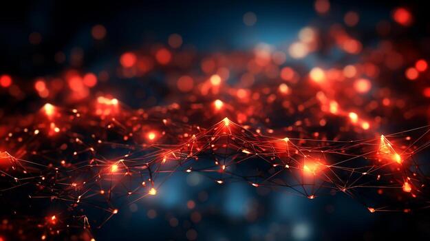 Futuristic Network Connection Exploring the Blood Connection of a Red Dot in a Digital World, photo