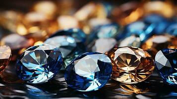 Sparkling Gems Collection on Diamond Background, Ai Generative photo