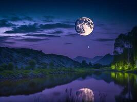 Celestial Dance of Colors Surreal Abstract Landscape Depicting the Fall of the Sun and Moon, photo