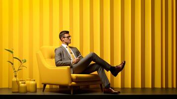 Businessman Analyzing Company Growing Up Statistics Success in Financial Analysis and Data photo