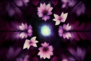 A Computer Generated Image Of Pink And White Flowers. photo