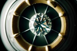 A Close Up Of A Diamond In A Glass Container. AI Generated photo