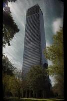 A Very Tall Building Sitting In The Middle Of A Park. AI Generated photo