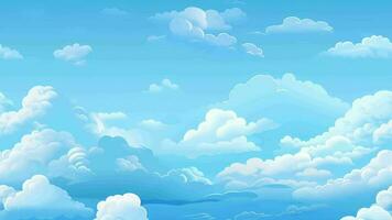 dessin animé Animé bleu ciel en mouvement Contexte avec des nuages sans couture boucle video