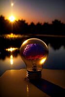 A Light Bulb With A Brain Inside Of It. AI Generated photo