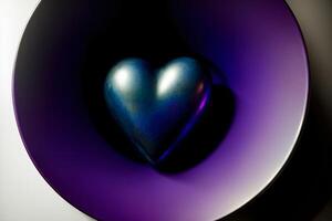 A Heart Shaped Object Sitting Inside Of A Purple Bowl. AI Generated photo