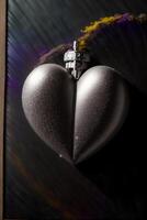 A Heart Shaped Object Hanging From A Wooden Frame. AI Generated photo