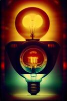 A Light Bulb Sitting On Top Of A Table. AI Generated photo