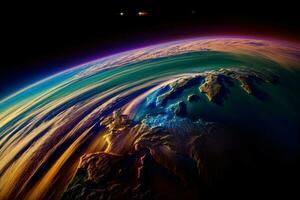 un imagen de el tierra tomado desde espacio. ai generado foto