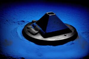 A Close Up Of A Metal Object With A Blue Background. photo