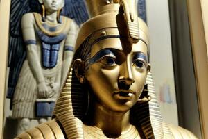 un cerca arriba de un estatua de un faraón. ai generado foto