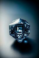 A Blue Diamond Sitting On Top Of A Table. AI Generated photo