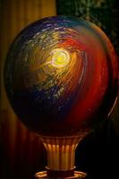 A Colorful Glass Ball Sitting On Top Of A Table. AI Generated photo