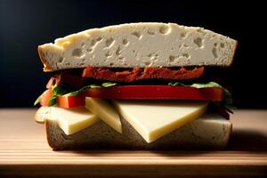 A Sandwich With Cheese Tomato And Lettuce. AI Generated photo