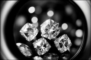 A Group Of Diamonds Sitting On Top Of A Table. photo