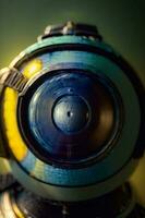 A Close Up Of A Blue And Yellow Object. AI Generated photo
