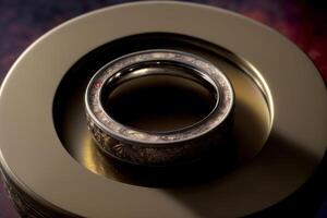 A Close Up Of A Metal Object On A Table. photo