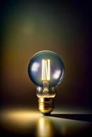 A Light Bulb Sitting On Top Of A Table. AI Generated photo