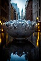 A Glass Bowl Sitting On Top Of A Table. AI Generated photo