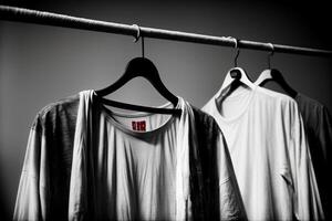 A Couple Of Shirts Hanging On A Clothes Line. photo