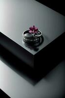 A Close Up Of A Ring With A Flower On It. AI Generated photo