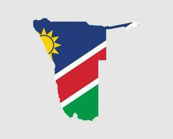 Namibia Flag Map. Map of the Republic of Namibia with the Namibian country banner. Vector Illustration.