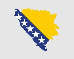 Bosnia and Herzegovina Map Flag. Map of Bosnia and Herzegovina with country flag. Vector Illustration.
