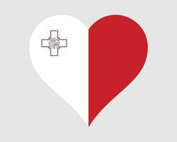 Malta Heart Flag. Maltese Love Shape Country Nation National Flag. Republic of Malta Banner Icon Sign Symbol. EPS Vector Illustration.