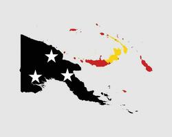 Papua New Guinea Flag Map. Map of the Independent State of Papua New Guinea with the Papua New Guinean country banner. Vector Illustration.