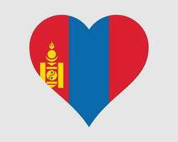 Mongolia Heart Flag. Mongolian Love Shape Country Nation National Flag. Mongolia Banner Icon Sign Symbol. EPS Vector Illustration.
