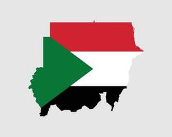 Sudan Flag Map. Map of the Republic of the Sudan with the Sudanese country banner. Vector Illustration.