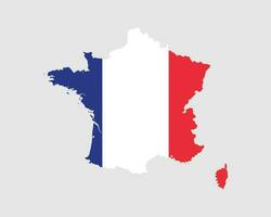 France Map Flag. Map of France with the French country banner. Vector Illustration.