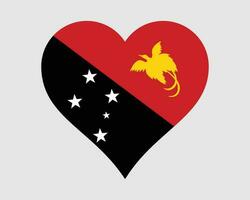 Papua New Guinea Heart Flag. Papua New Guinean Love Shape Country Nation National Flag. Independent State of Papua New Guinea Banner Icon Sign Symbol. EPS Vector Illustration.