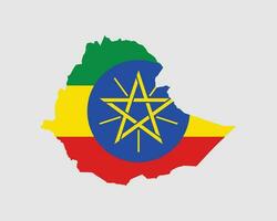 Ethiopia Map Flag. Map of Ethiopia with the Ethiopian country banner. Vector Illustration.